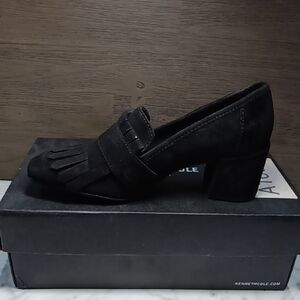 Kenneth Cole Women's Black Square Toe Heal Shoe Loafers Size 7 NEW